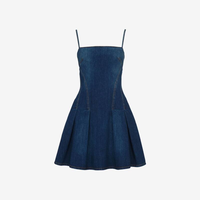 Alexander McQueen Women's Blue Denim Mini Dress - 10 (Cotton)